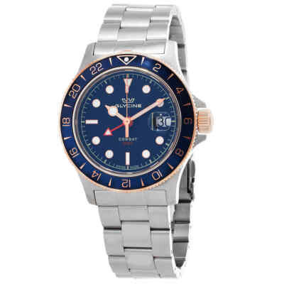 Мужские часы Glycine Combat Sub Sport GMT с кварцевым темно-синим циферблатом GL1057