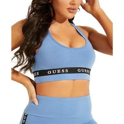 Женский спортивный бюстгальтер Guess Womens Blue Racerback с круглым вырезом для фитнеса S BHFO 8257