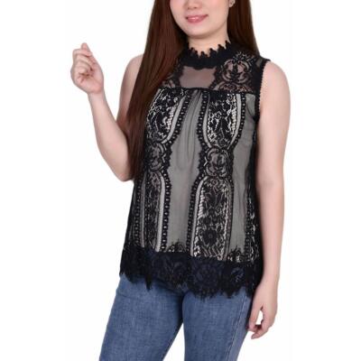 Женский нейлоновый пуловер с имитацией шеи на шнуровке из коллекции NY Collection BHFO 1123