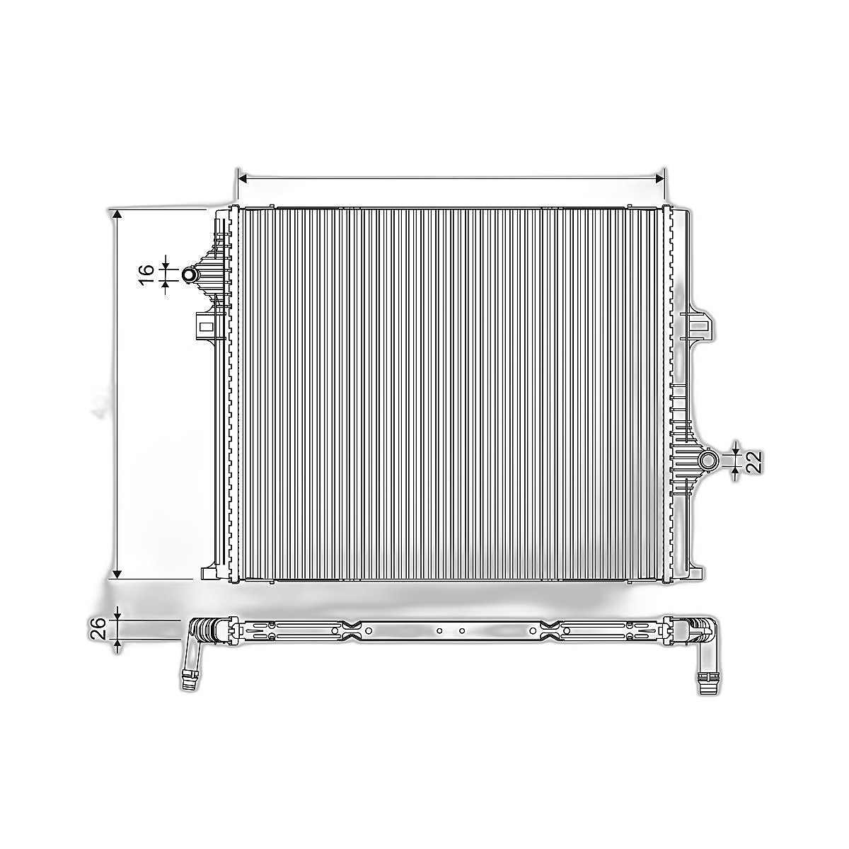 Kühler Motorkühlung 565 mm - 491 mm Alu VALEO passend für u.a. BMW 4er