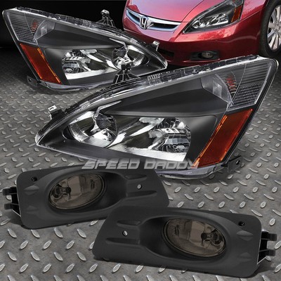 ЧЕРНЫЙ КОРПУС, ЯНТАРНАЯ УГЛОВАЯ ФАРА + ДЫМЧАТАЯ ПРОТИВОТУМАННАЯ ФАРА OE ДЛЯ 06-07 ACCORD 4DR
