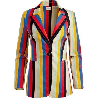 

Женский джинсовый пиджак Alice and Olivia на одной пуговице  BHFO 6253, Boheme stripe, CD436204PRP