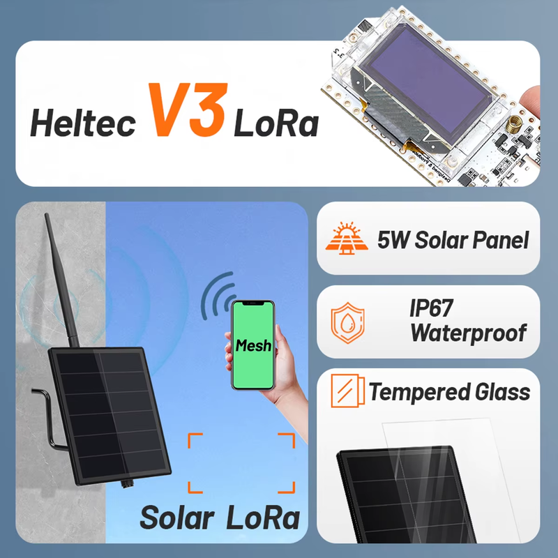 D5L Solar Node Repeater Compatible Meshtastic 5W Solar Power Kit 3.7v Output Bui