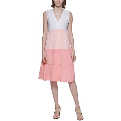 Повседневный сарафан Calvin Klein Womens из оранжевой ткани с эффектом омбре 8 BHFO 9832