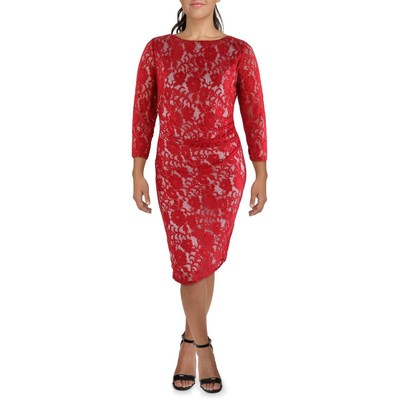Красное кружевное вечернее платье-футляр Kasper Womens Laurissa длиной до колена плюс 2X BHFO 6120