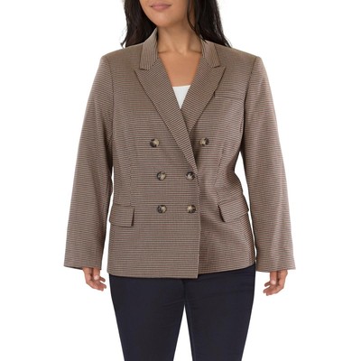 Женский двубортный костюм Tahari ASL в коричневую клетку для офиса Plus 18 BHFO 4589