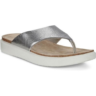 

ECCO Womens Corksphere Silver Thong Sandals Shoes 11 Medium (B,M) BHFO 1299, Alusilver, Corksphere
