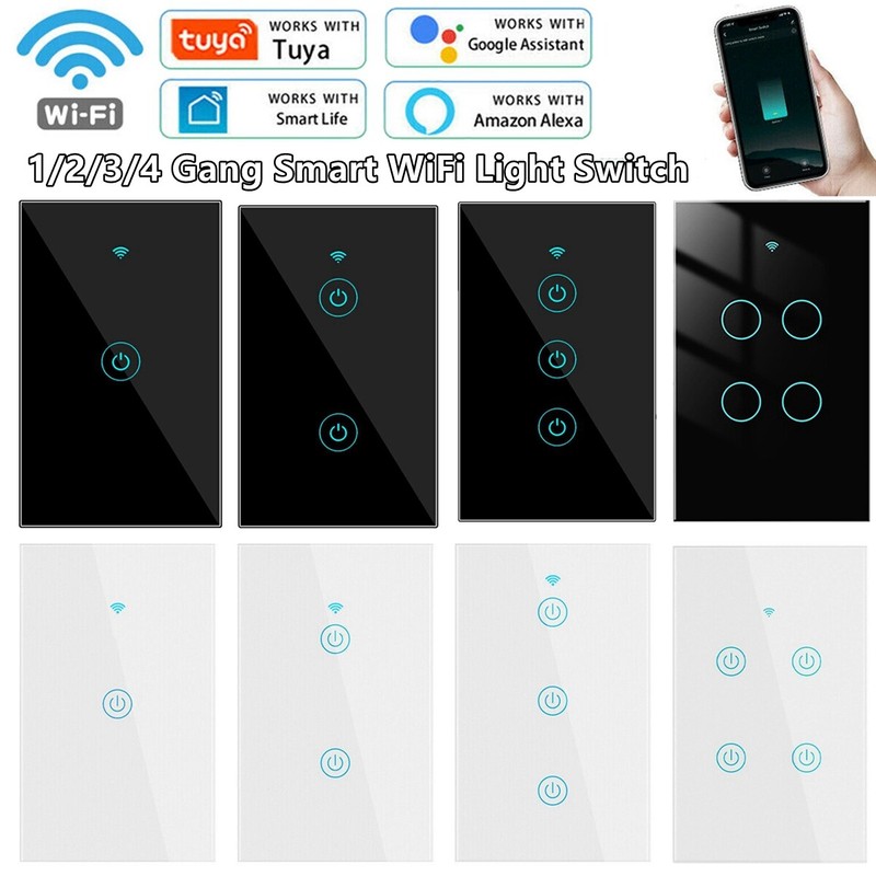 1/2/3/4 Gang WiFi Smart Wall Touch Light Switch Glass Panel