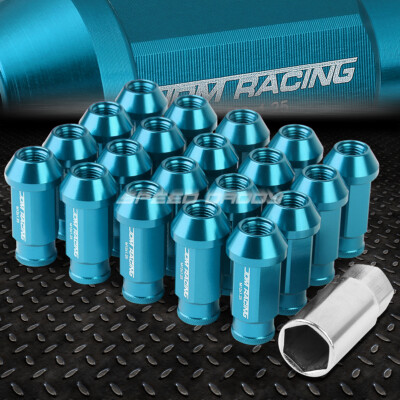 УНИВЕРСАЛЬНЫЙ НАКОНЕЧНИК JDM С ОТКРЫТЫМ КОНЦОМ НЕБЕСНО-ГОЛУБОГО ЦВЕТА, 20 ГАЕК / КОМПЛЕКТ + КЛЮЧ M12X1.25 ДИАМЕТРОМ 25 ММ / ВЫСОТОЙ 50 ММ