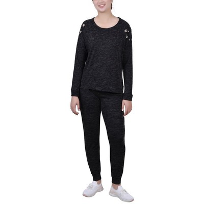 Женская блузка-рубашка Petites PL BHFO 0829 из коллекции NY Collection черного цвета с отделкой под мрамор