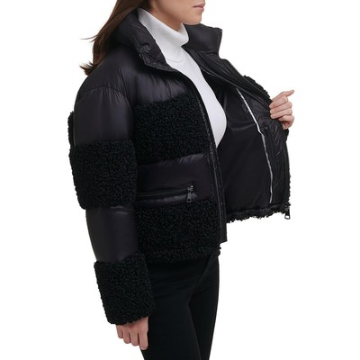 Женская черная куртка-пуховик DKNY Sherpa для холодной погоды, теплое пальто-пуховик XL BHFO 2841