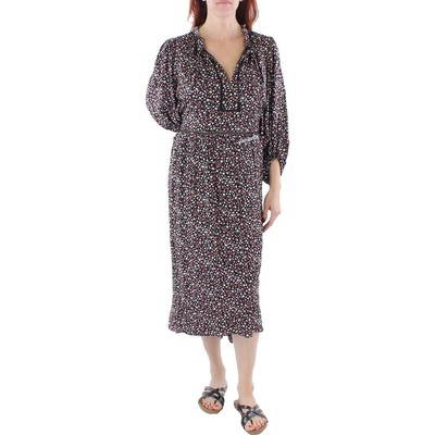 Женское черное платье миди с цветочной вставкой и кружевами Starling Reine размера плюс 14 XS BHFO 2762