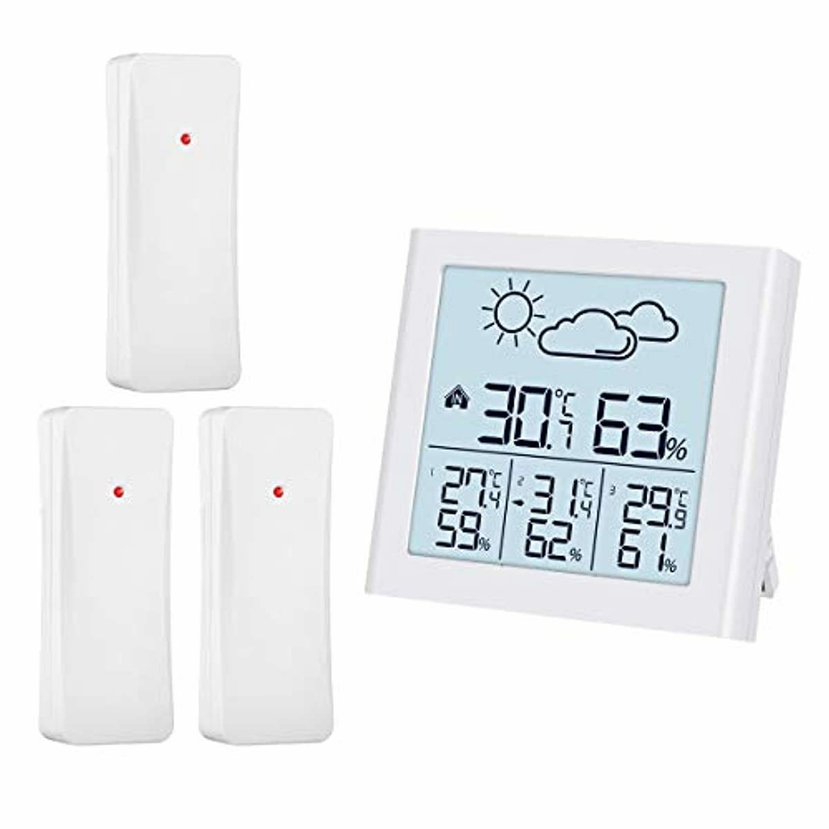 ORIA Weather Forecast Station, Indoor Outdoor Thermometer with 3 Remote