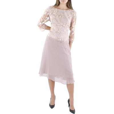 

Женское розовое шифоновое платье миди Alex Evenings Вечернее платье миди  BHFO 2336, Latte