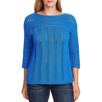 

Vince Camuto Женская синяя рубашка с вырезом лодочкой и открытой строчкой, свитер, топ  BHFO 6711, Deep river