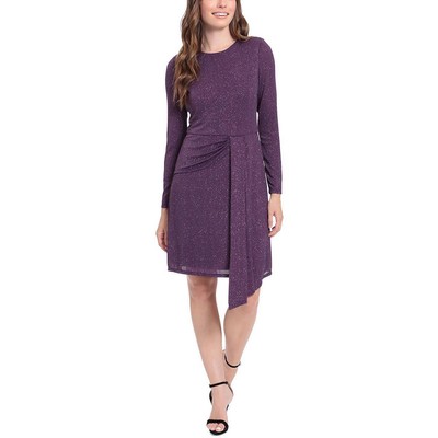 Женское фиолетовое платье для коктейлей и вечеринок с драпировкой от London Times 16 BHFO 8495