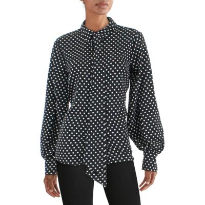 

Riley - Rae Женская офисная блузка в горошек с завязками на шее BHFO 0249, Rich black