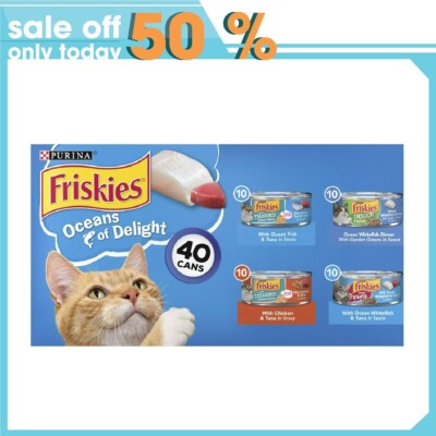 Purina Friskies Ocean Of Delight Wet Cat Food Variety Pack, 5.5 oz Cans 40 pack