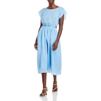 

Rebecca Taylor Женское синее дневное платье миди Ramie с вырезом из икры  BHFO 1540, Azure blue