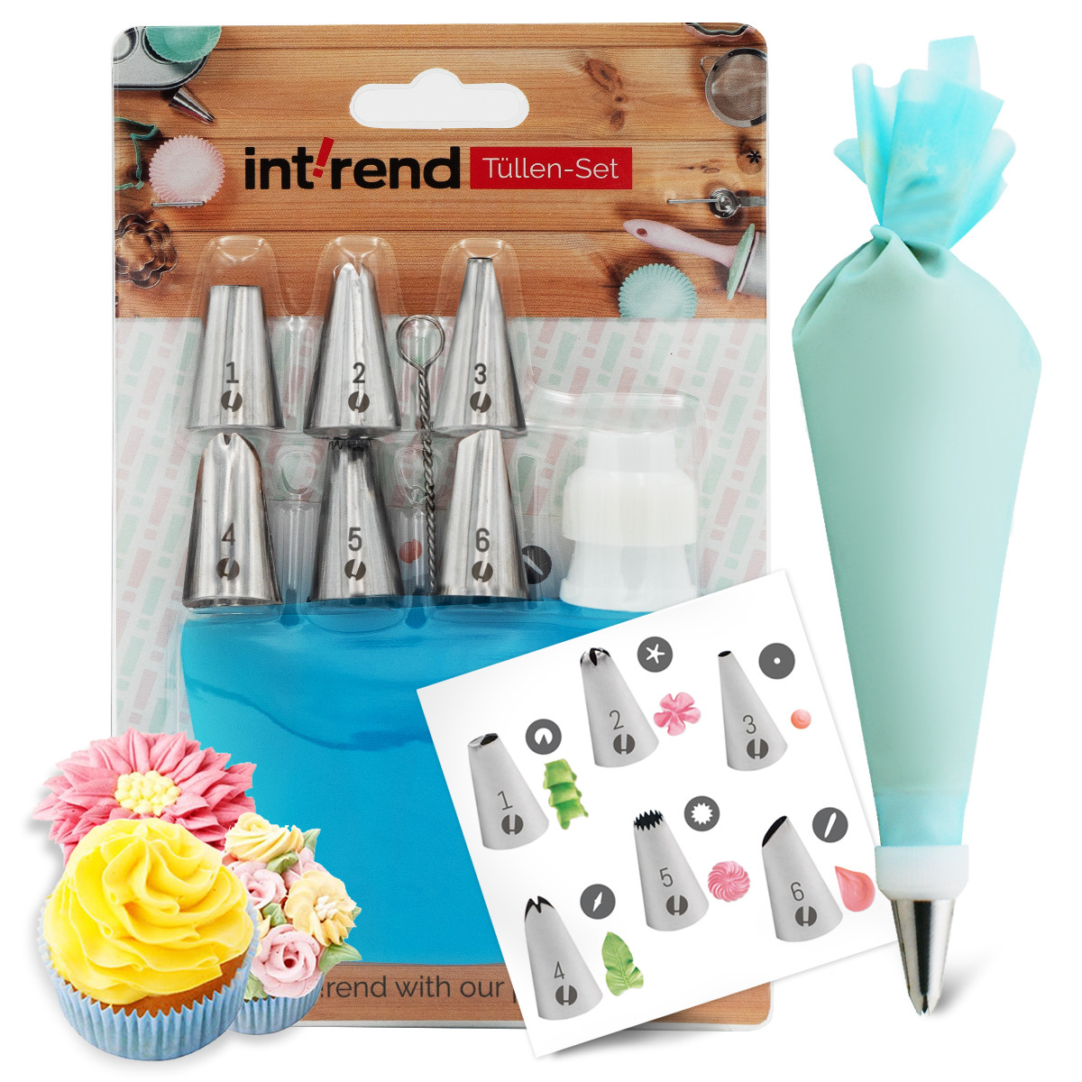 int!rend Starter Spritztüllen Set 6 Tüllen Garniertülle Torte Tortendeko
