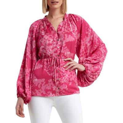 

Женский розовый пуловер с цветочным принтом H Halston, блузка-топ, размер  BHFO 3996, Wilderness very berry