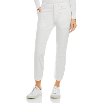 

Женские белые брюки из саржи ATM с плоской передней частью до щиколотки  BHFO 1999, Porcelain