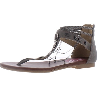 POP Womens Daffodil Grey Thong Flat Sandals Shoes 11 Medium (B,M) BHFO 9337