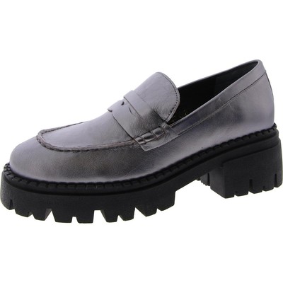 Free People Womens Lyra Silver Leather Loafers 38 Medium (B,M) BHFO 2526