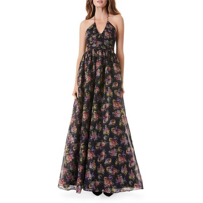 

Alice and Olivia Женское вечернее платье макси Saori Halter BHFO 3577, Magnolia floral black