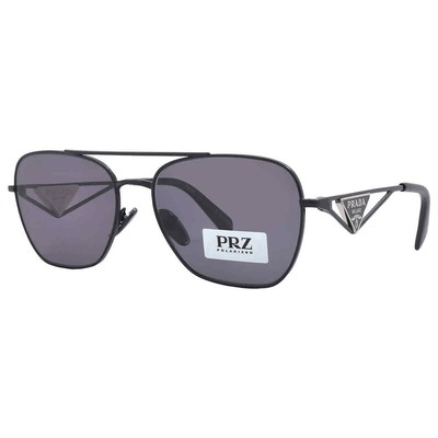 Pre-owned Prada Polarized Grey Navigator Ladies Sunglasses Pr A50s 1ab5z1 Pr A50s 1ab5z1 In Gray