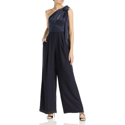 

Женский темно-синий атласный комбинезон на одно плечо Amsale  BHFO 3970, Navy