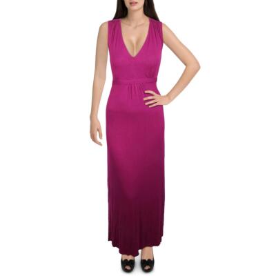 24seven Comfort Apparel Женское розовое длинное платье макси с V-образным вырезом Plus Size BHFO 4259
