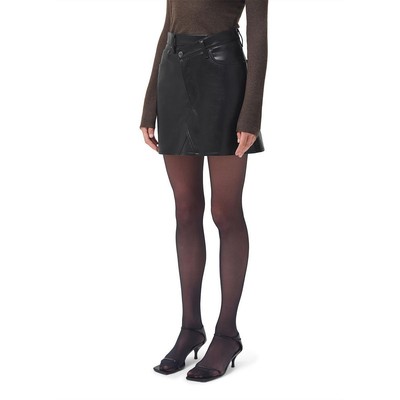 Agolde Womens Black Faux Leather Short Dressy Mini Skirt 24 BHFO 0588