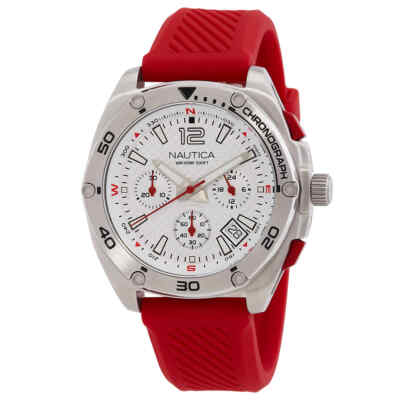 Мужские часы Nautica Tin Can Bay с хронографом и серебряным циферблатом NAPTCF205