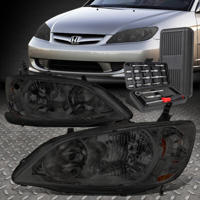 ДЛЯ 04-05 HONDA CIVIC СЕДАН КУПЕ ДЫМЧАТЫЙ КОРПУС ЯНТАРНАЯ УГЛОВАЯ ФАРА + НАБОР ИНСТРУМЕНТОВ