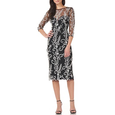 

JS Collections Женское коктейльное и вечернее платье миди с бисером BHFO 4966, Black/ivory