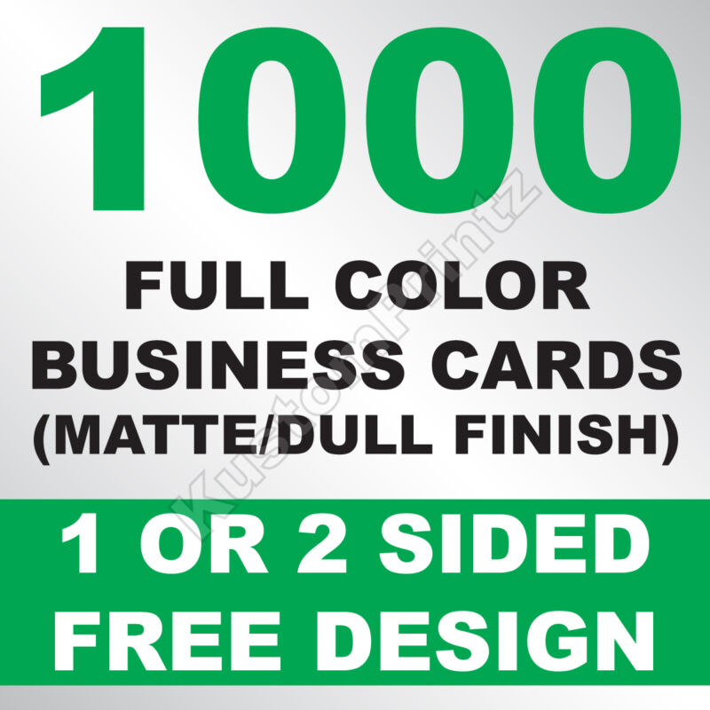 1000 CUSTOM FULL COLOR BUSINESS CARDS | 16PT | MATTE DULL FINISH | FREE DESIGN