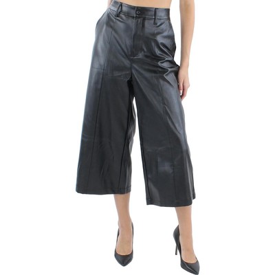 

Halston Женские черные однотонные брюки из искусственной кожи Широкие брюки  BHFO 9050, Черный