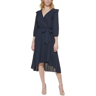 

Женское темно-синее платье миди с запахом Tommy Hilfiger Surplice Day To Night  BHFO 0090, Sky captain