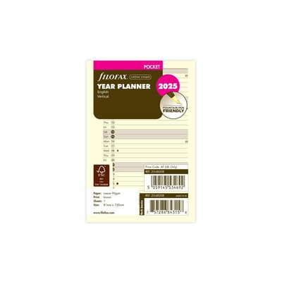 Filofax Pocket Year Planner vertical 2025 cotton cream 25-68208