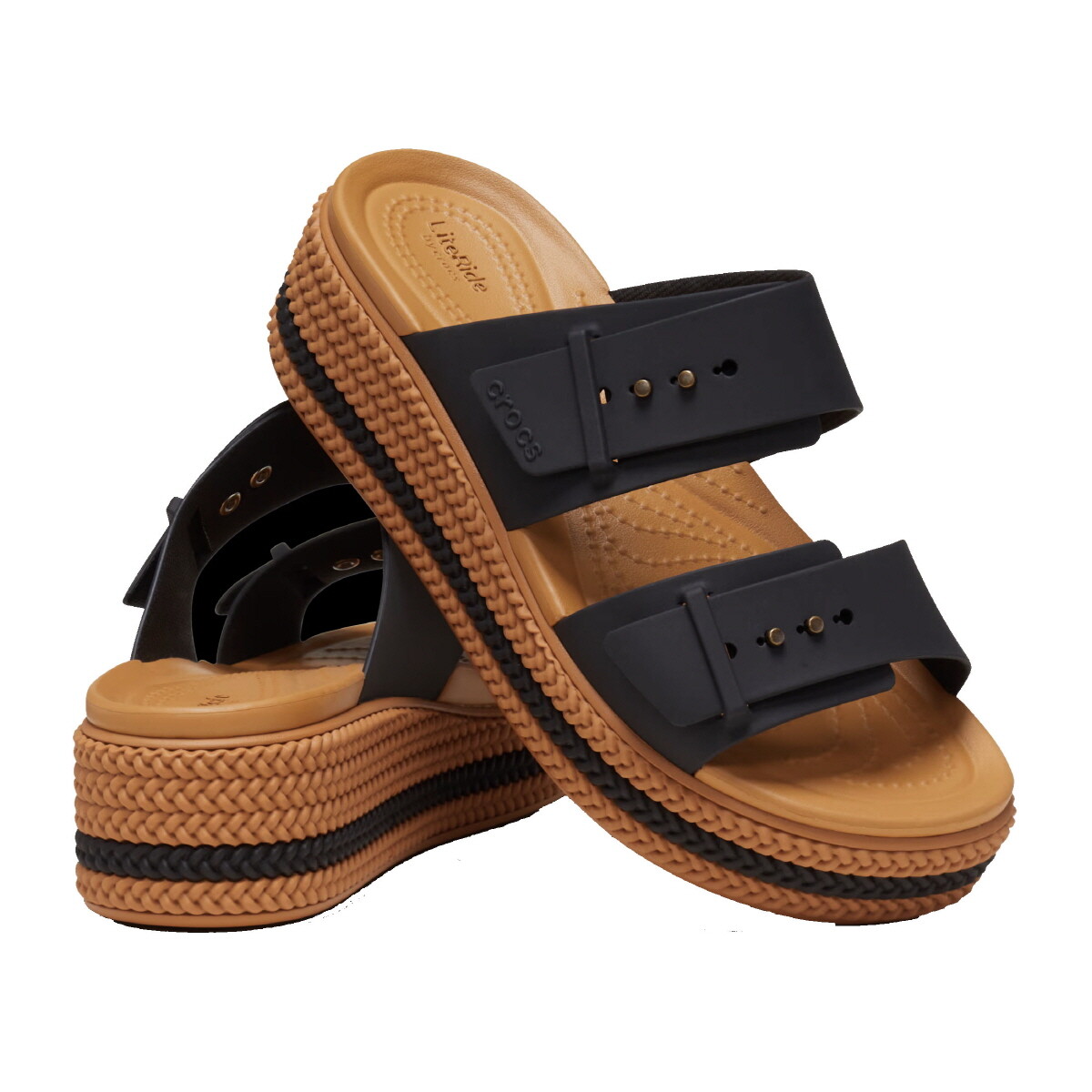 New Womens CROCS BROOKLYN WOVEN BUCKLE 209978-001 BLACK US W