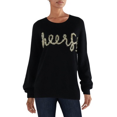 Gilli Womens Cheers Черный вязаный пуловер Рубашка свитер с круглым вырезом M BHFO 4595