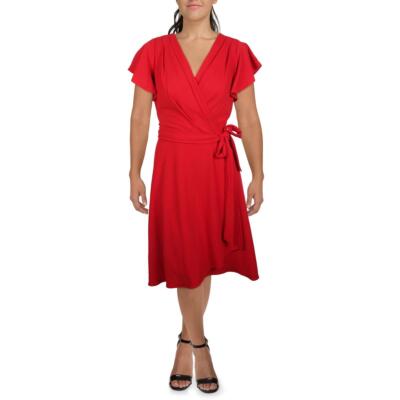 

Женское плиссированное платье с запахом до середины икры DKNY Plus BHFO 7917, Scarlet