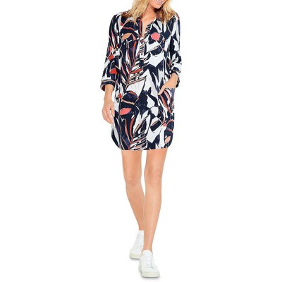 

Женское темно-синее мини-платье-рубашка до локтя с принтом Nic + Zoe  BHFO 7750, Indigo multi