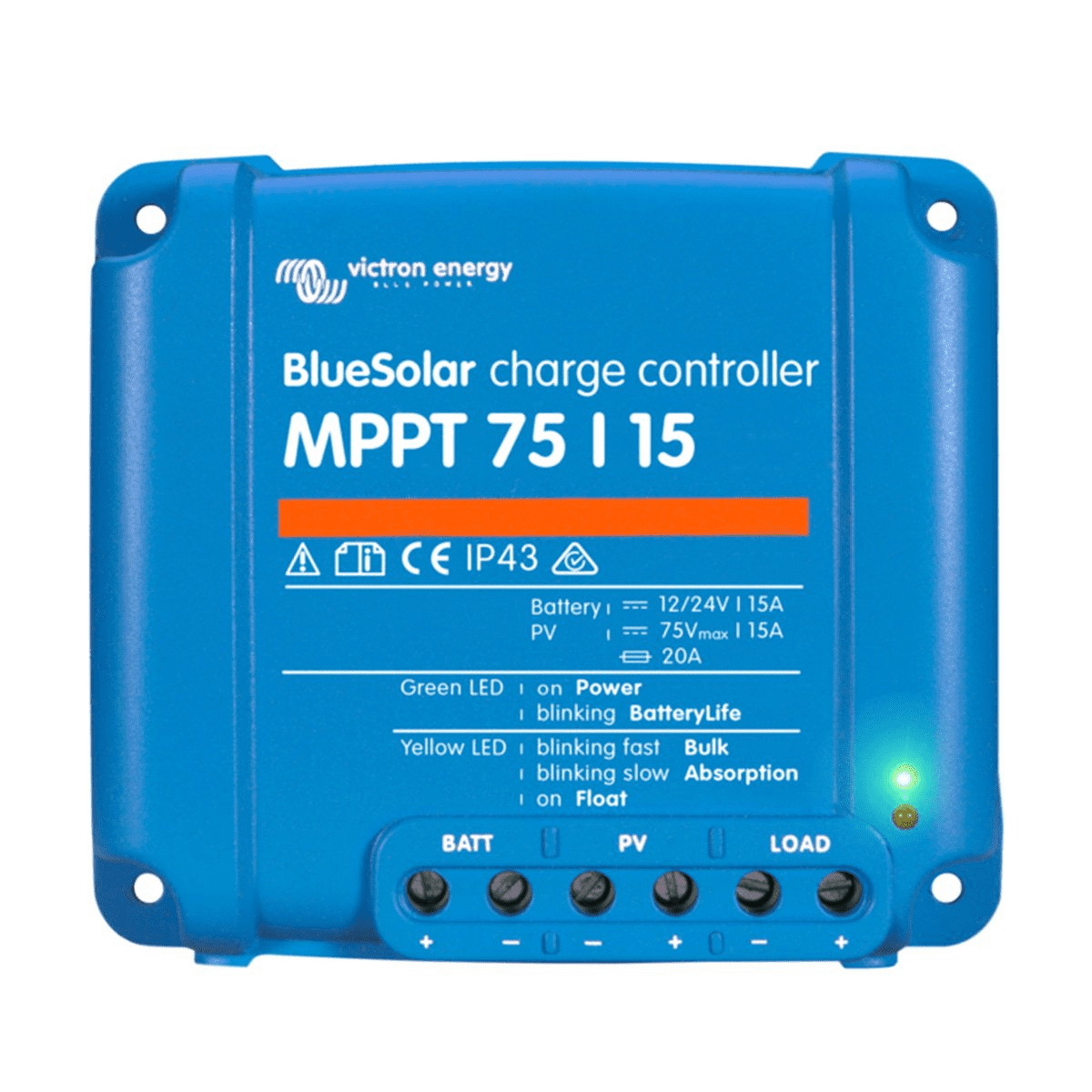 VICTRON ENERGY BLUESOLAR MPPT 75/15 SOLAR CONTROLLER (12/24V-15A)