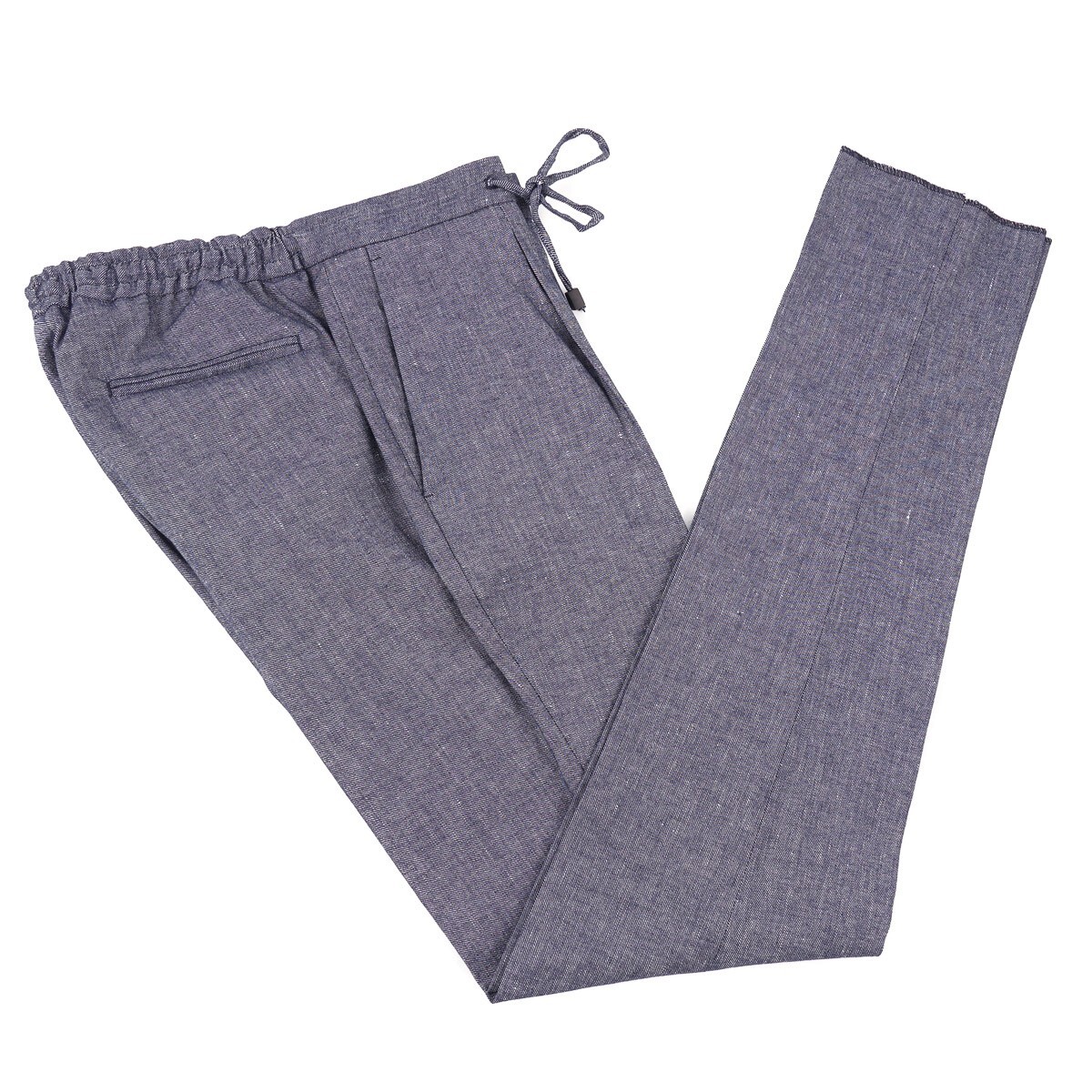 Pre-owned Luigi Borrelli Unlined Chambray Suit With Drawstring Jogger Pants 40r (eu50) In Blue