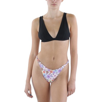 Женские белые бикини Frankies с низкой посадкой и цветочным принтом, разделяющие низ купальника, M BHFO 7757