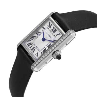 Pre-owned Cartier Tank Quartz Diamond Silver Dial Ladies Watch W4ta0016