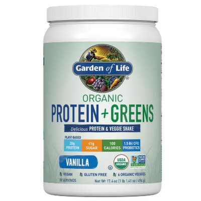 Garden of Life Organic Vegan Protein + Greens Plant Based Shake Mix Powder -