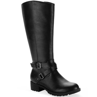 INC Womens Marliee Black Faux Leather Mid-Calf Boots 4 Medium (B,M) BHFO 6076